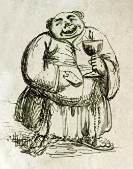 Rosary Gallery: Caricature of a gluttonous monk