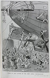 Dreadnought Prints: Caricature illustration of chaotic scenes with crew