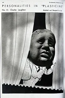 Humourous Prints: Caricature illustration of Charles Laughton