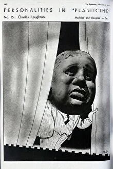 Personalities Collection: Caricature illustration of Charles Laughton, actor, in plasticine and pen