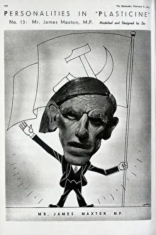 Humourous Prints: Caricature illustration of James Maxton
