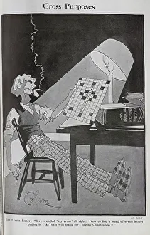 Blampied Prints: Caricature illustration of man smoking
