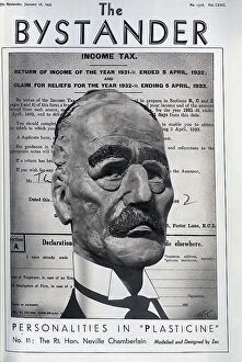 Personalities Collection: Caricature illustration of the Rt Hon Neville Chamberlain, in plasticine and pen