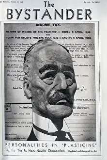 Humourous Prints: Caricature illustration of the Rt Hon Neville Chamberlain