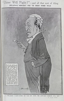 Judge Collection: Caricature illustration of Rt Hon Sir Edward Carson, speaking in lawyer's wig and gown