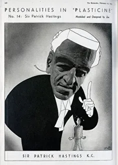 Humourous Prints: Caricature illustration of Sir Patrick Hastings KC