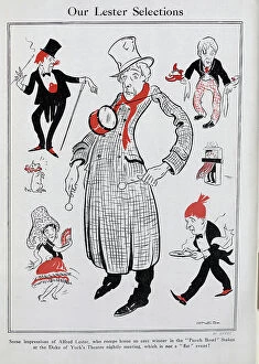 Comedian Collection: Caricature illustrations of Alfred Lester, actor and comedian (1874-1925), by Hynes
