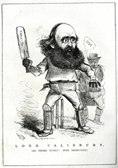 Images Dated 22nd August 2017: Caricature, Lord Salisbury as batsman