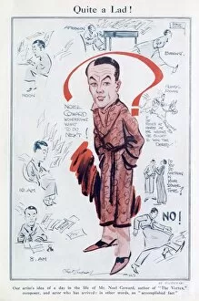 Caricature by Macmichael of Noel Coward, at that time causing a sensation with his play