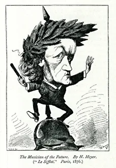 Caricature of Richard Wagner, German composer