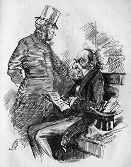 Caricature of W E Gladstone and the ghost of Palmerston