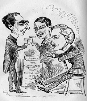 Caricature of A W Pinero, John Hare and W H Kendal