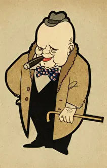 Iconic Prints: Caricature of Winston Churchill, British Prime Minister
