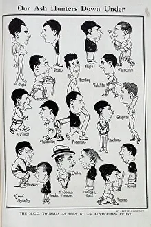 Chapman Collection: Caricatures of players from the English cricket team, by Kerwin Maegraith