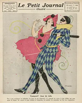 Two carnival characters having fun