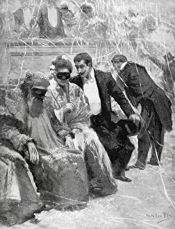Masquerade Prints: Carnival scene at the Baile del Real (Madrid, Spain)