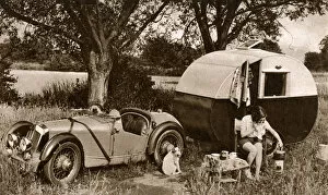 Carol Goodner, actress, outside her caravan
