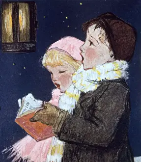 Carols Prints: Carol Singing by Muriel Dawson