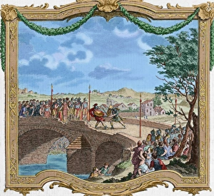 Carolingian Empire. 8th-9th centuries. Duel between four spe Carolingian Empire. 8th-9th centuries. Duel between four spe