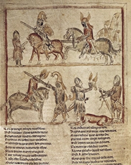 Biblioteca Gallery: Carolingian Empire (s. VIII). Duel Scene between
