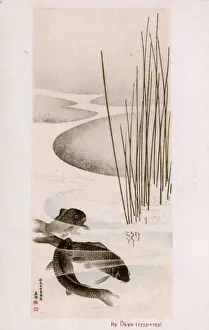 Three Carp in a pool by Maruyama Okyo