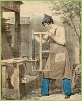 Tightly Prints: Carpenter at Work / Sawing