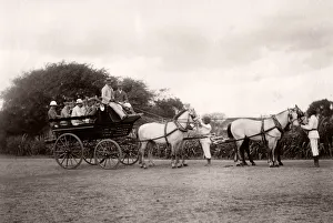 Servants Prints: Carriage and four horses, servants, India, c. 1880 s