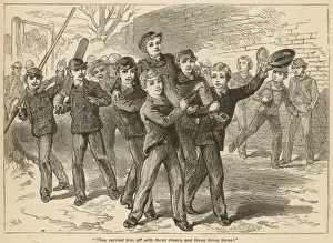 They carried him off with three cheers and three times three