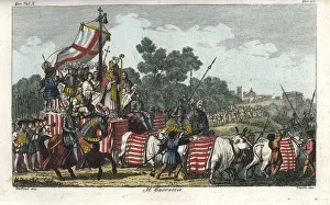 Oxen Gallery: Carroccio, a four-wheeled war altar, with