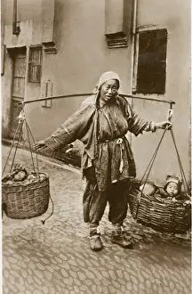 Beggar Prints: Carrying children in baskets - China