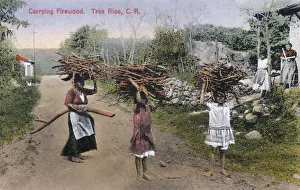 Rican Prints: Carrying Firewood at Tres Rios, Costa Rica