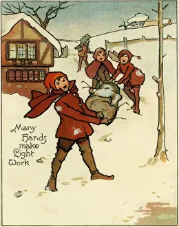 Carrying home the yule log
