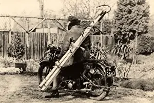 Sun Beam Prints: Carrying a ladder on a Sunbeam motorcycle