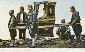 Carrying a lady in a Sedan Chair