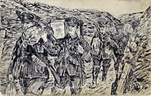 Carrying rations up the communication trench