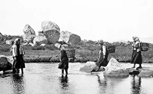 Turf Prints: Carrying turf in creels, West of Ireland, early 1900s