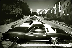 Cars in San Francisco black and white