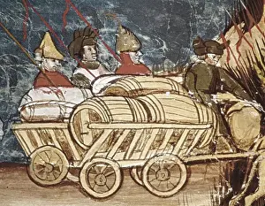 Marciana Prints: Cart filled with supplies and boots. Illustration