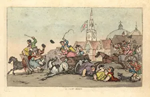 Searching Gallery: A cart race in an English town with an accident in