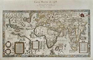Cartography Collection: Carta marina (map of the sea). 1516. Facsimile