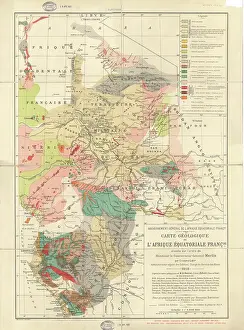 Carte Prints: Carte geologique de l'Afrique Equatoriale Francaise