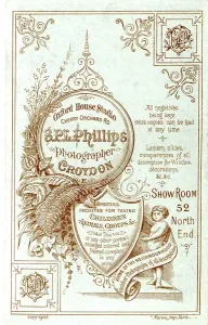 Carte de Visite back design,s P L Phillips, photographer
