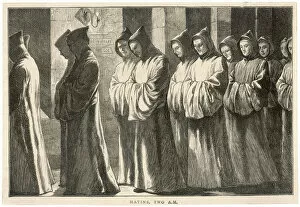 Procession Collection: Carthusian monks process to matins at 2 am