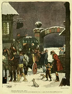 Satire Collection: Cartoon, 19th century coach at an inn
