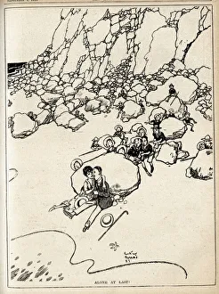 Voyeurism Prints: Cartoon, Alone At Last