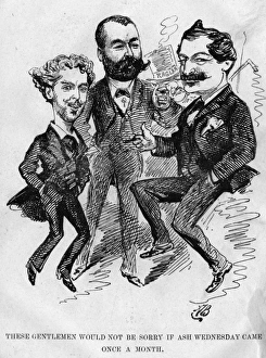 Images Dated 12th February 2016: Cartoon of three actors relaxing on Ash Wednesday