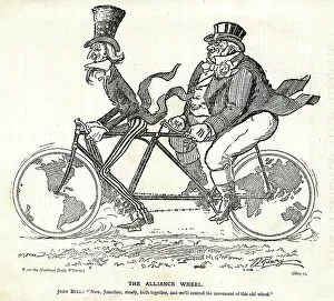 Alliance Prints: Cartoon, The Alliance Wheel, Uncle Sam and John Bull