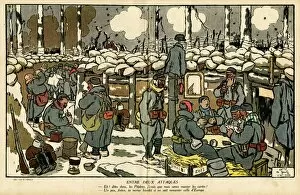 Puttees Collection: Cartoon, Between two attacks, WW1