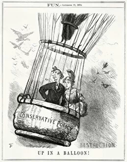 Images Dated 4th February 2020: Cartoon, Up In A Balloon (Disraeli and Britannia)