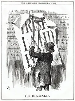 Cartoon, The Bill-Sticker (Gladstone and Irish Land Bill)